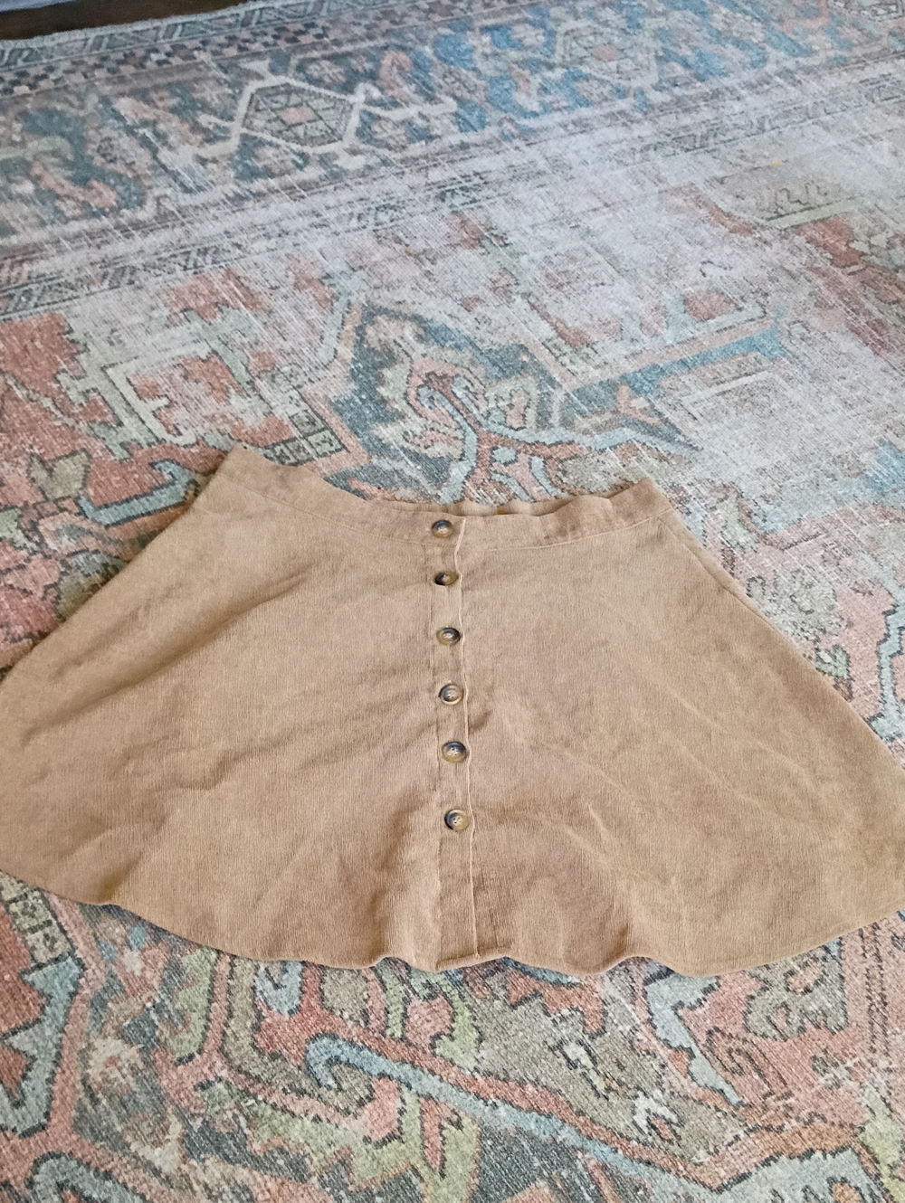 Camel Button-Front Skirt